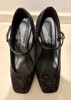 Le Talon パンプス 24.0cm 黒 グリッター ストラップ付き 美品