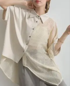 sacai異素材ミックス メッシュ 長袖シャツ ホワイト - メルカリ