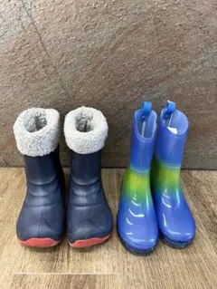 キッズ用長靴 青と緑のグラデーション