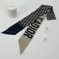 c*︎様 美品✨クリスチャンディオール スカーフ オブリーク ミッツァ 紺 シル