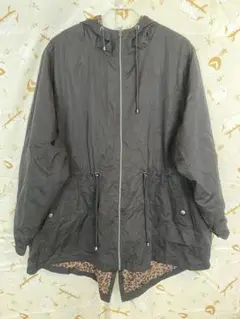 TIME&TRU フード付きジャンパー グレー ブラック レオパード柄