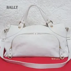 付属品完備 Bally トレスポ レザー ショルダーバッグ ホワイト系 y190 
