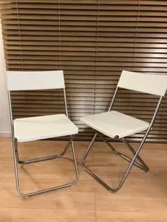 廃盤　IKEA JEFF 折りたたみパイプ 2脚 白 北欧