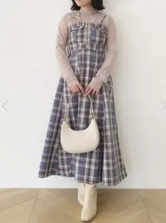 チェック柄 ロングワンピース