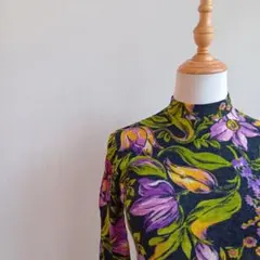 花柄カットソー 七分袖