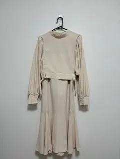 earth 長袖パフスリーブ セットアップ ワンピース アイボリー