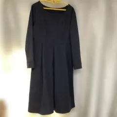 ワンピース　ブラック　フォーマル　ひざ丈ワンピース　長袖ワンピース