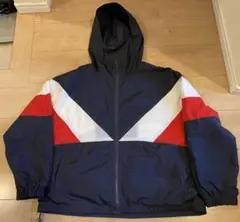 ジーユー　カラーブロックパーカー Sサイズ ネイビーレッドホワイト