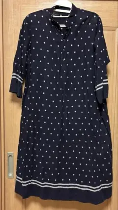 美品☆umii908 45R/45rpm ドットワンピース ロング ネイビー 3 - メルカリ