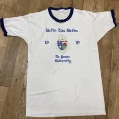 70s リンガー　染み込み　カレッジTシャツ