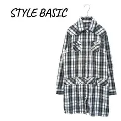 スタイルベーシック 【M】 チェック柄 シャツ チュニック丈 レディース 春秋
