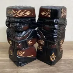 4F アイヌ木彫り 人形 ニポポ人形 ペア 郷土玩具 北海道 民芸品 昭和レトロ