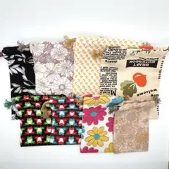 ハンドメイド　ミニ巾着袋　サイズ色々　8点おまとめセット♪⑥