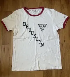 Champion ランタグ復刻 シングルステッチ デカロゴ リンガーTシャツ L