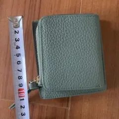 グリーン レザー 二つ折り財布