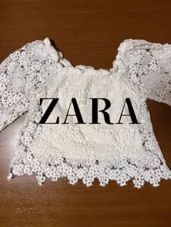 ZARA ザラ ホワイト レース 半袖カットソー ブラウス 白 オフショルダー