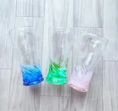 未使用品　琉球ガラス　ビアグラス　ロンググラス　3つセット