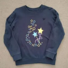 ベルメゾン　名札ココ星柄プリント裏起毛スウェットシャツ(130)