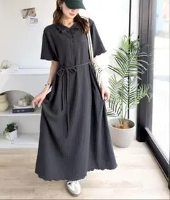 【新品未使用】classicalelf Sサイズ　半袖ワンピース　チャコールのサムネイル