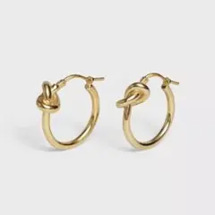 ノットピアス ゴールド フープピアス 18kct ステンレス アレルギー対応