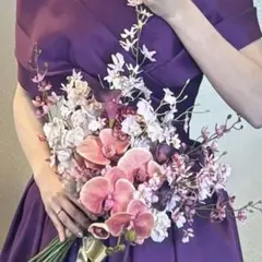 (限定値下げ中！)ウェディングブーケ/ブートニア　胡蝶蘭　造花アレンジメント