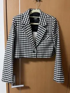 ZARA チェック柄 クロップドジャケット