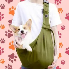 ペットスリング　スリング　カーキ犬　猫　安全　飛び出し防止　旅行　散歩　お出かけ
