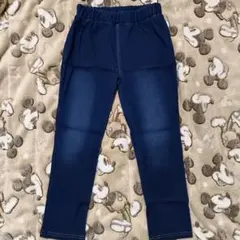 デニム風 七分丈パンツ ネイビー