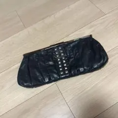 2way 本革クラッチ パーティバッグ スタッズ ブラックのサムネイル