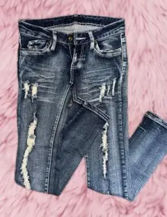 VENCE EXCHANGE スキニー ローライズ デニム ダメージ加工のサムネイル