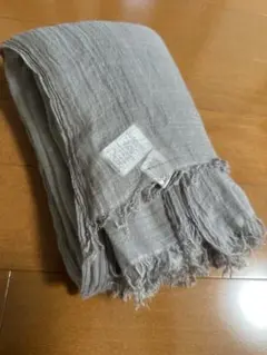 無印良品　グレー フリンジ付き 大判ストール