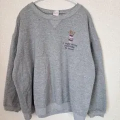 ヘインズ スウェット トレーナー L グレー 刺繍デザイン 古着ガゼット