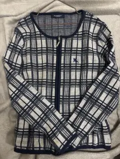 極美品　BURBERRY チェック柄 フルジップセーター　レディース