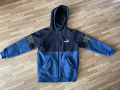 PUMA フリースパーカー ボアジャケット 140 ブラック ブルー プーマ