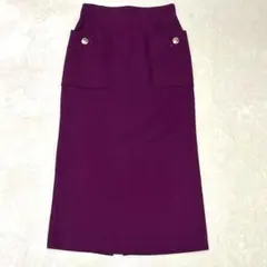 m.f.editorial 金ボタン付き ポケット タイトスカート パープルM