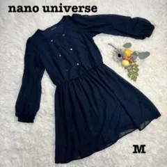 美品❤️nano universe/ワンピース/紺色/サイズM/水玉柄