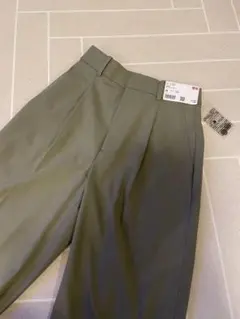 UNIQLO タックワイドパンツ XS グリーン