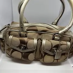 COACH シグネチャー ターンロック ボーリングバッグ トートバッグ