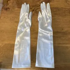 ウェディンググローブ　ブライダルグローブ40cm 肘下　サテン　ピュアホワイト