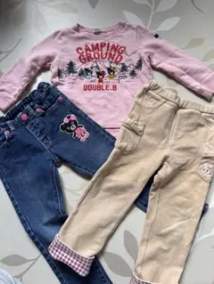 DOUBLE.B キッズ服 トレーナーとデニムパンツセット