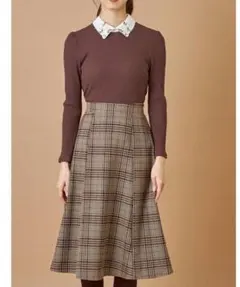 新品　完売　トッコクローゼット　フラワー刺繍入り襟付きドッキングワンピース