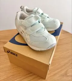 【美品】18.5cm asics アシックス スニーカー ミントグリーン 箱付