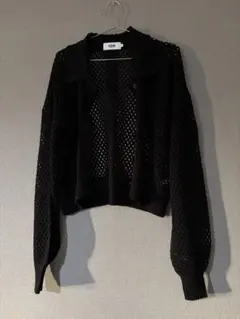 Azul by moussy カーディガン　黒　メッシュ　シースルー