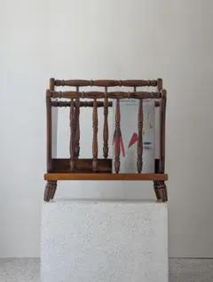 70s ビンテージ キツツキ ナラ材 マガジンラック ミッドセンチュリー 美品