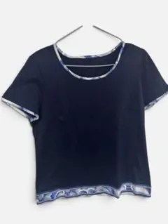 【大きなサイズ】LEONARD レオナール　トリム　Tシャツ　花柄ネイビーＬＬ