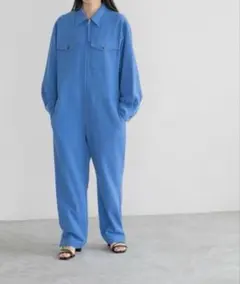 yuw♦︎美品◎ジャンプスーツ オールインワン ツナギ♦︎ブルー 青フリーサイズ
