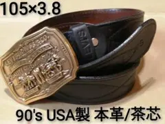 Levi's 本革茶芯ベルト 真鍮バックル 80～90s USA製