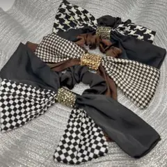 ハンドメイド ヘアアクセサリー リボンシュシュ　3個セット