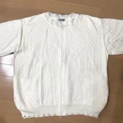 ニコアンド　アイレットニットルーズブルゾン　オフホワイト