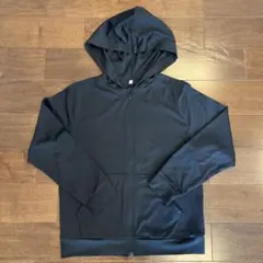 GU 薄手無地フルジッパー パーカー　ブラック　140